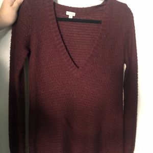 Red Deep V-neck sweater